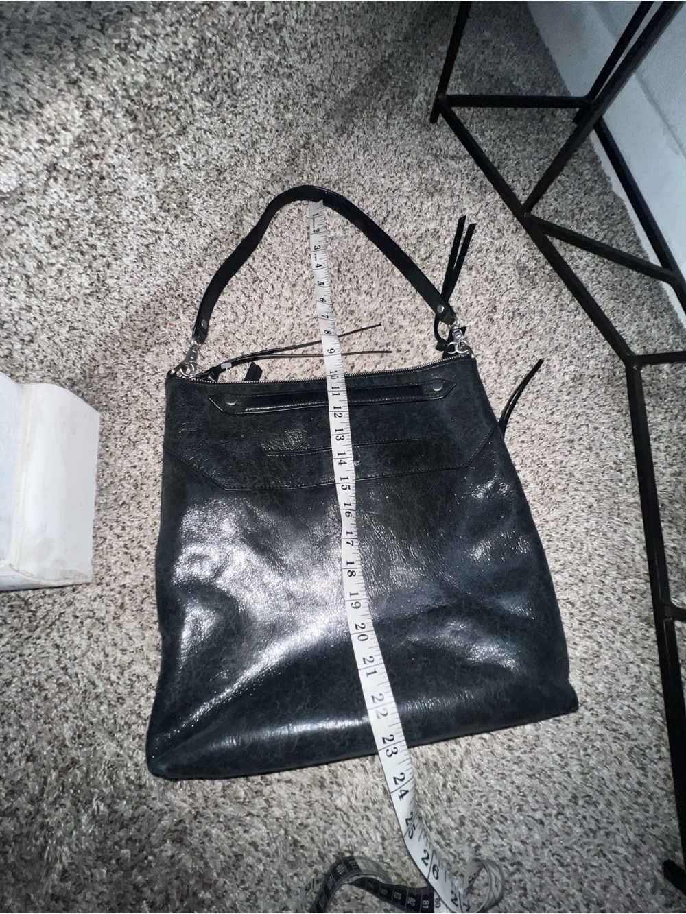 Botkier Logan Leather Hobo Purse in Shiny black leather crossbody shoulder bag - Picture 8 of 9